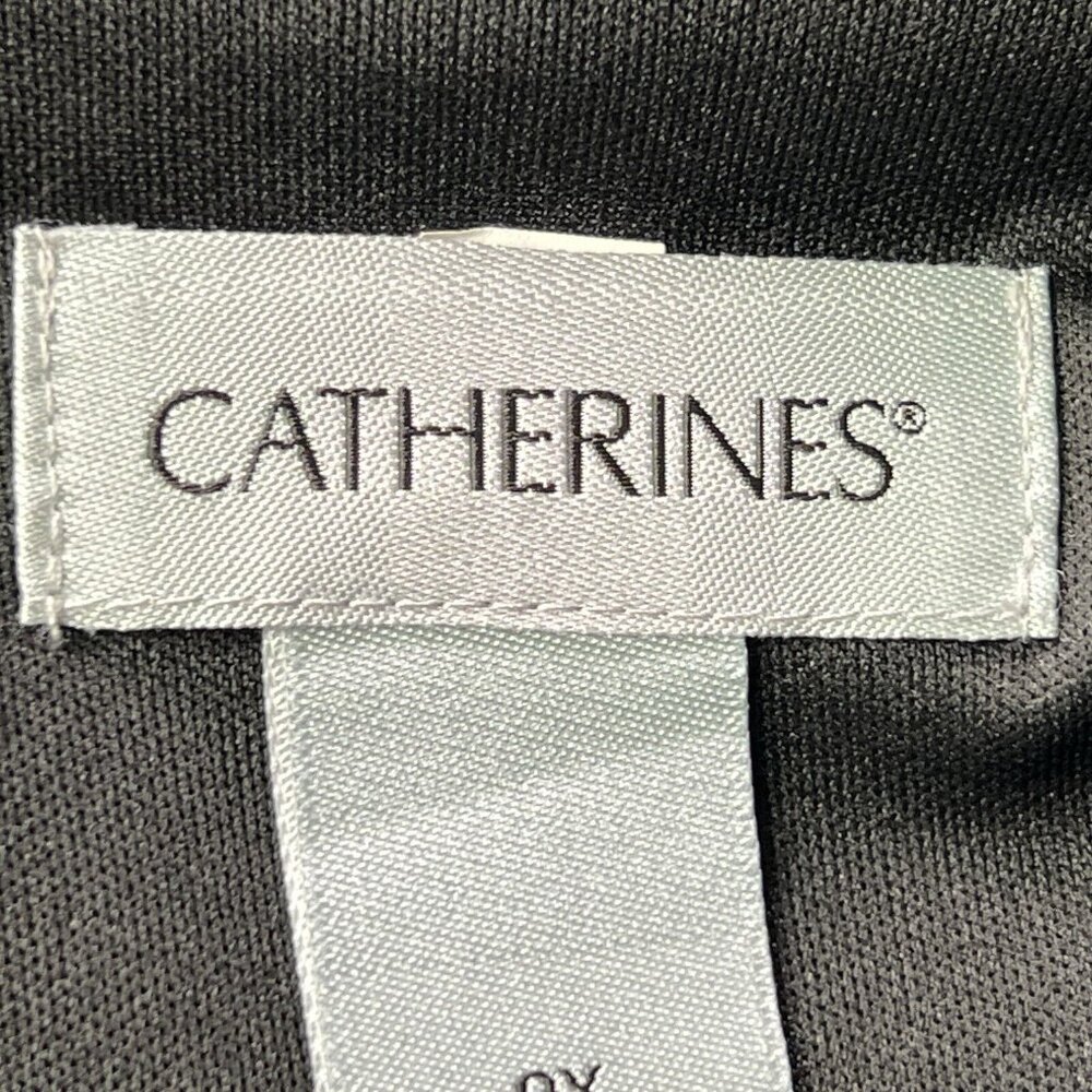 New Catherines V-Neck Blouse Short Sleeve Womens 0X Black Floral Stretch - Picture 3 of 8
